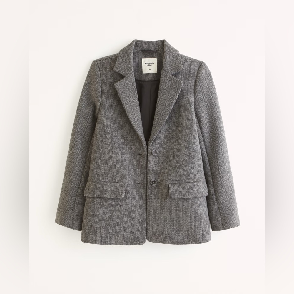 Abercrombie and Fitch AnF Gray Heavyweight Wool Blend Blazer Coat Jacket Fall